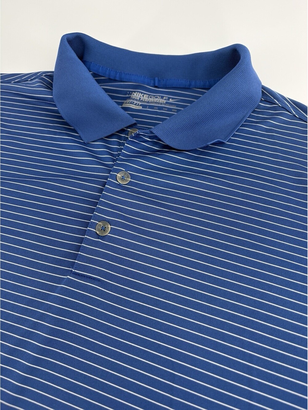 Nike Golf Tour Performance Polo Men's XXL Blue Pinstripe Dri-FIT